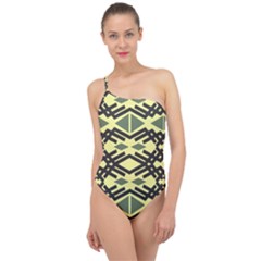 Abstract Pattern Geometric Backgrounds Classic One Shoulder Swimsuit by Eskimos