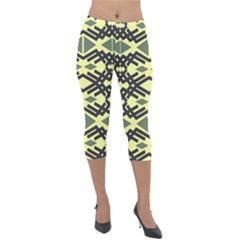 Abstract Pattern Geometric Backgrounds Lightweight Velour Capri Leggings  by Eskimos