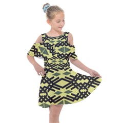 Abstract Pattern Geometric Backgrounds Kids  Shoulder Cutout Chiffon Dress by Eskimos