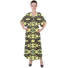 Abstract Pattern Geometric Backgrounds V-neck Boho Style Maxi Dress by Eskimos