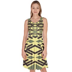 Abstract Pattern Geometric Backgrounds Knee Length Skater Dress With Pockets by Eskimos