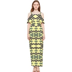 Abstract Pattern Geometric Backgrounds Draped Sleeveless Chiffon Jumpsuit by Eskimos