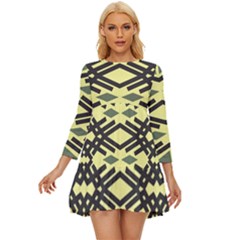 Abstract Pattern Geometric Backgrounds Long Sleeve Babydoll Dress