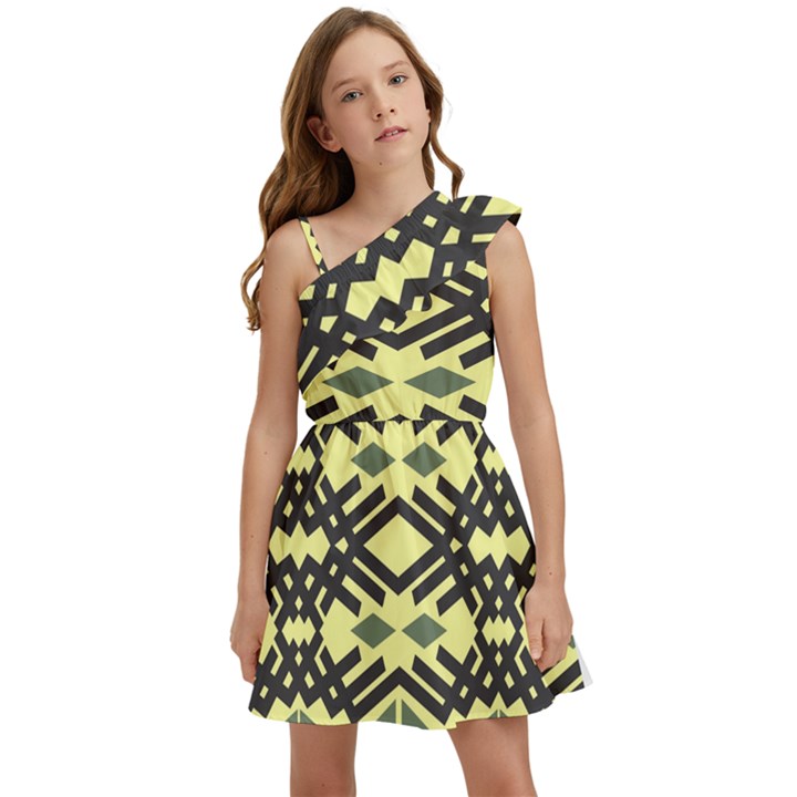 Abstract pattern geometric backgrounds Kids  One Shoulder Party Dress