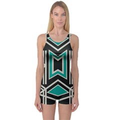 Abstract Pattern Geometric Backgrounds  One Piece Boyleg Swimsuit by Eskimos