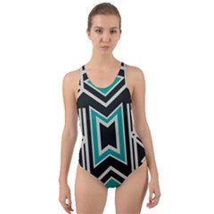 Abstract Pattern Geometric Backgrounds  Cut-out Back One Piece Swimsuit by Eskimos