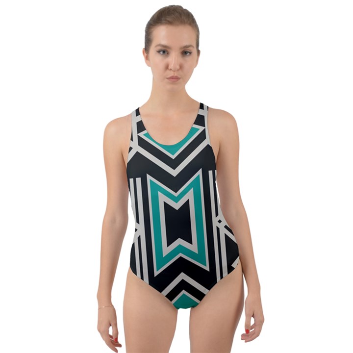 Abstract pattern geometric backgrounds  Cut-Out Back One Piece Swimsuit