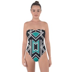 Abstract Pattern Geometric Backgrounds  Tie Back One Piece Swimsuit by Eskimos