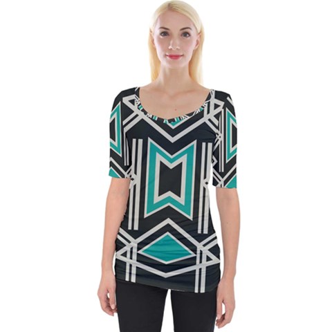 Abstract Pattern Geometric Backgrounds  Wide Neckline Tee by Eskimos