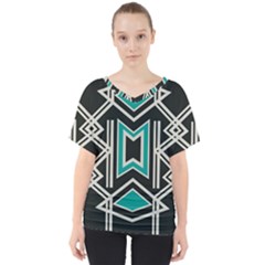 Abstract Pattern Geometric Backgrounds  V-neck Dolman Drape Top by Eskimos