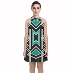 Abstract Pattern Geometric Backgrounds  Velvet Halter Neckline Dress  by Eskimos