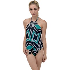 Abstract Pattern Geometric Backgrounds  Go With The Flow One Piece Swimsuit by Eskimos