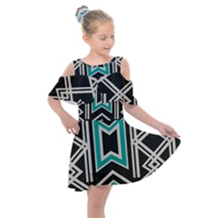 Abstract Pattern Geometric Backgrounds  Kids  Shoulder Cutout Chiffon Dress by Eskimos