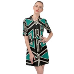 Abstract Pattern Geometric Backgrounds  Belted Shirt Dress by Eskimos