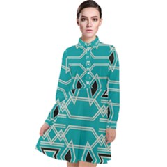 Abstract Pattern Geometric Backgrounds  Long Sleeve Chiffon Shirt Dress by Eskimos