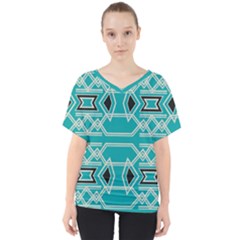 Abstract Pattern Geometric Backgrounds  V-neck Dolman Drape Top by Eskimos