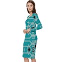 Abstract pattern geometric backgrounds  Long Sleeve V-Neck Bodycon Dress  View2