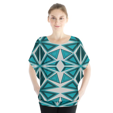 Abstract Pattern Geometric Backgrounds  Batwing Chiffon Blouse by Eskimos