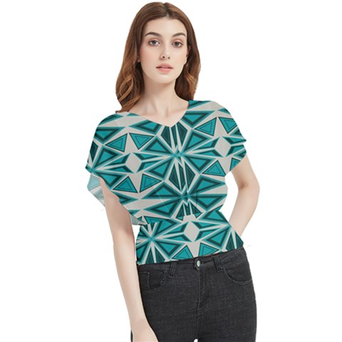 Abstract Pattern Geometric Backgrounds  Butterfly Chiffon Blouse by Eskimos