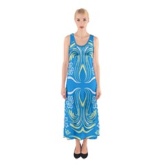 Folk Flowers Print Floral Pattern Ethnic Art Sleeveless Maxi Dress by Eskimos