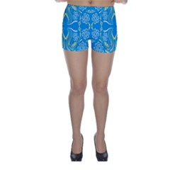 Folk Flowers Print Floral Pattern Ethnic Art Skinny Shorts by Eskimos