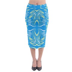 Folk Flowers Print Floral Pattern Ethnic Art Midi Pencil Skirt by Eskimos