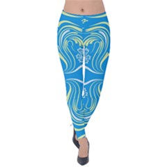 Folk Flowers Print Floral Pattern Ethnic Art Velvet Leggings by Eskimos