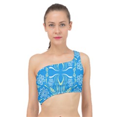 Folk Flowers Print Floral Pattern Ethnic Art Spliced Up Bikini Top  by Eskimos