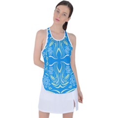 Folk Flowers Print Floral Pattern Ethnic Art Racer Back Mesh Tank Top by Eskimos