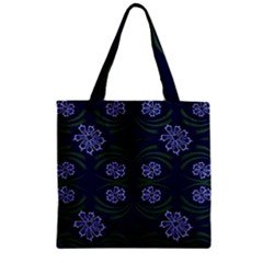 Folk Flowers Print Floral Pattern Ethnic Art Zipper Grocery Tote Bag by Eskimos