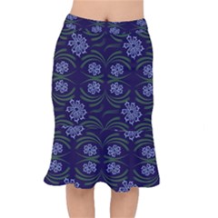 Folk Flowers Print Floral Pattern Ethnic Art Short Mermaid Skirt by Eskimos