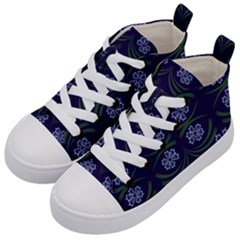 Folk Flowers Print Floral Pattern Ethnic Art Kids  Mid-top Canvas Sneakers by Eskimos