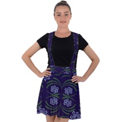 Folk Flowers Print Floral Pattern Ethnic Art Velvet Suspender Skater Skirt by Eskimos