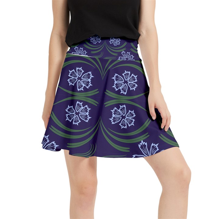 Folk flowers print Floral pattern Ethnic art Waistband Skirt