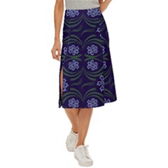 Folk Flowers Print Floral Pattern Ethnic Art Midi Panel Skirt