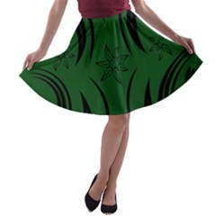 Folk Flowers Print Floral Pattern Ethnic Art A-line Skater Skirt by Eskimos