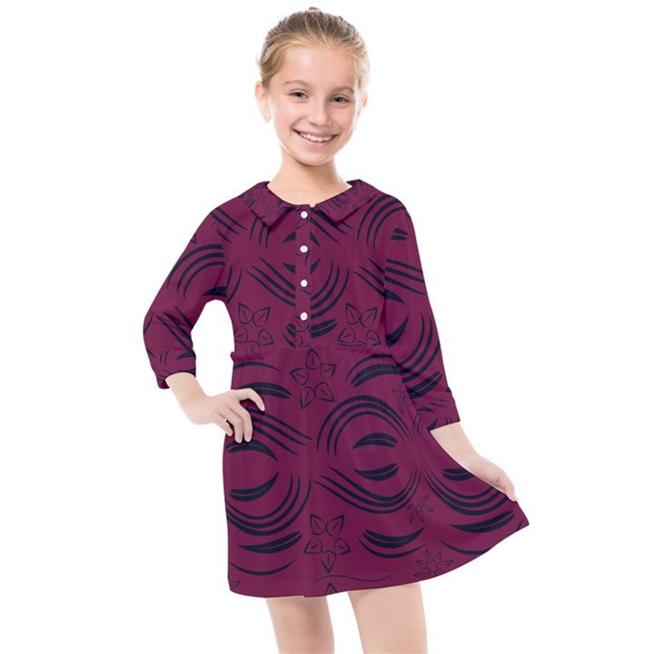 Folk flowers print Floral pattern Ethnic art Kids  Quarter Sleeve Shirt Dress