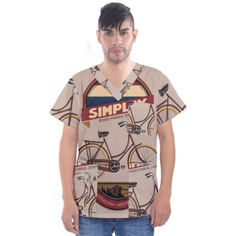 Simplex Bike 001 Design By Trijava Men s V-neck Scrub Top by nate14shop