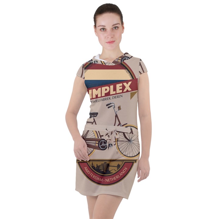 Simplex Bike 001 design by trijava Drawstring Hooded Dress