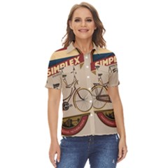 Simplex Bike 001 Design By Trijava Women s Short Sleeve Double Pocket Shirt