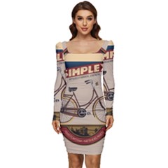 Simplex Bike 001 Design By Trijava Women Long Sleeve Ruched Stretch Jersey Dress by nate14shop