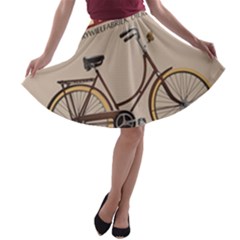 Simplex Bike 001 Design By Trijava A-line Skater Skirt by nate14shop