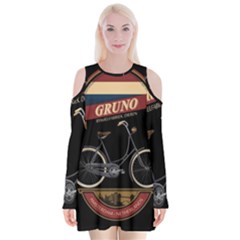 Gruno Bike 002 By Trijava Printing Velvet Long Sleeve Shoulder Cutout Dress by nate14shop