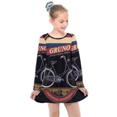 Gruno Bike 002 By Trijava Printing Kids  Long Sleeve Dress by nate14shop