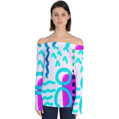 Colorful Abstract Wearable Art Bell Sleeve Off The Shoulder Top by Arttowear