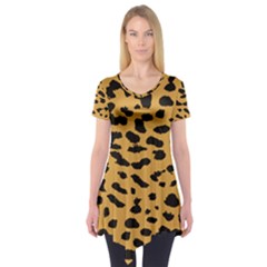 Animal Print - Leopard Jaguar Dots Short Sleeve Tunic 