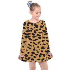 Animal Print - Leopard Jaguar Dots Kids  Long Sleeve Dress by ConteMonfrey