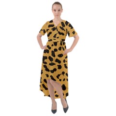 Animal Print - Leopard Jaguar Dots Front Wrap High Low Dress by ConteMonfrey