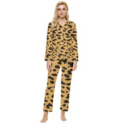 Animal Print - Leopard Jaguar Dots Womens  Long Sleeve Velvet Pocket Pajamas Set