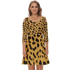 Animal Print - Leopard Jaguar Dots Shoulder Cut Out Zip Up Dress by ConteMonfrey